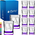 Personalized Square Shot Glasses Set of 10 Purple Bottom 2oz Engraved Initial and Name Custom Gifts, Weddings, Birthdays, Party, Event, Decorations