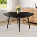 Extendable Dining Room Table｜53” Round Dining Table for 4-6｜Black Wooden Tabletop with Metal Legs｜Stable and Sturdy｜Easy Transform｜Easy Assembly｜Space Saving｜for Kitchen, Living Room
