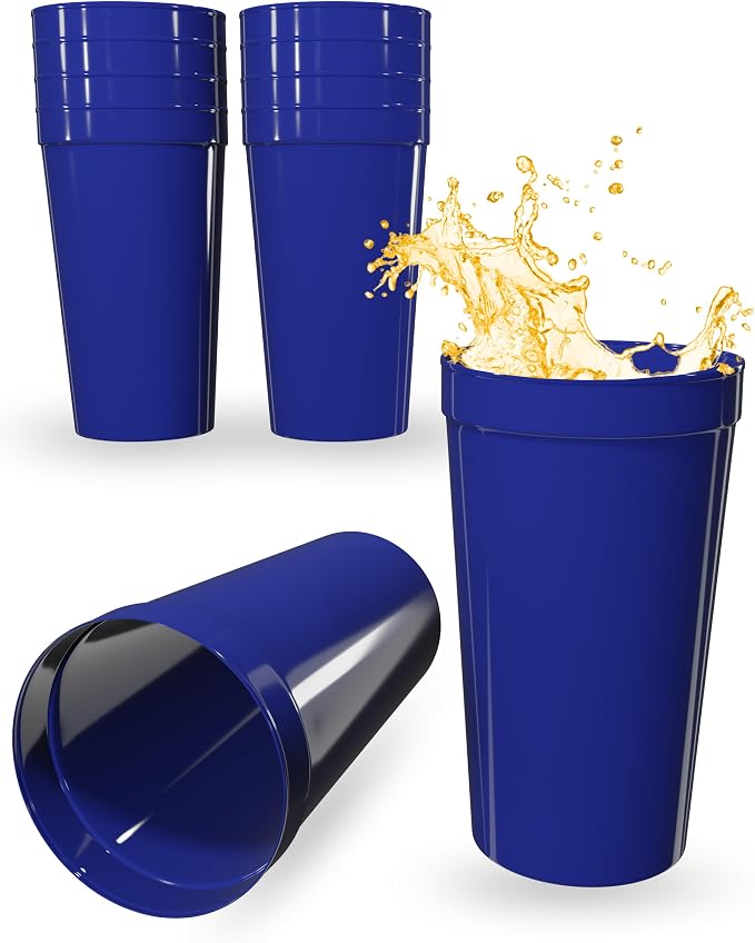 PartyPrints 10 Pack 32 oz Royal Blue Reusable Blank Plastic Cups, Colored by PartyPrints