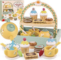 Wooden Tea Sets for Little Girls Play Food Cake Pretend Play Toys | 3-5 Kitchen by AirlabStudio