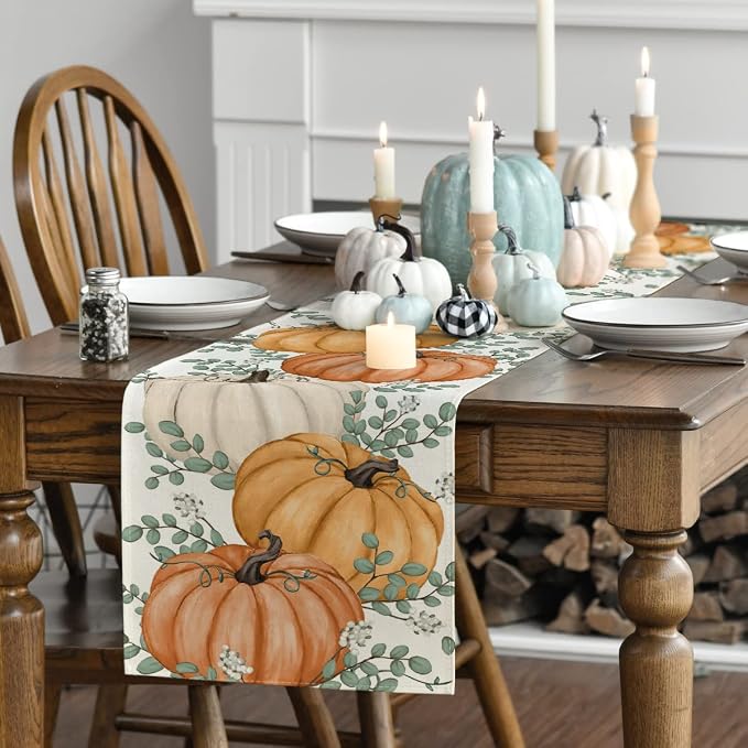 Artoid Mode 210 GSM Fall Table Runner 13x48 Inch Home Party Decor | Orange - Image 3