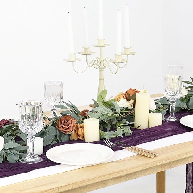 FUHSY Purple Cheesecloth Table Runner 10 Pack 10 FT Long Gauze Cheese Cloth Table Runners Rustic Party Table Runner Gauze Runners for Dinner Tables Boho Table Runners for Purple Halloween Table Decor