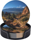 6Pcs PU Leather Coaster for Drinks, Pikes Peak Colorado Cup Coasters by WSOIHFEC