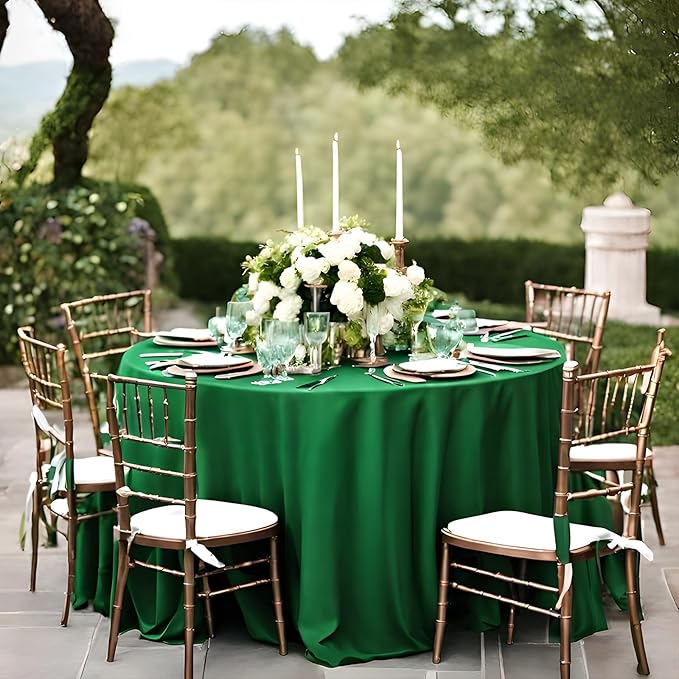 8 Pack Green Round Tablecloth 120 Inch Wrinkle Resistant Round Green Table Cloth Reusable and Washable Polyester Fabric Table Covers for Buffet Wedding Party and Banquet