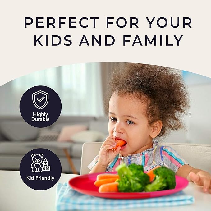 Thomas Fuchs Creative Melamine Side Plates Set of 4, Chip and Break-Resistant, Durable Salad Plates, Kid-Friendly Dessert Plates for Indoor and Outdoor, Dishwasher Safe, Fuchsia/Red