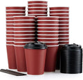 LITOPAK Coffee Cups 12 oz, 80 Pack Insulated Ripple Wall Hot Paper Cups | Three by LITOPAK