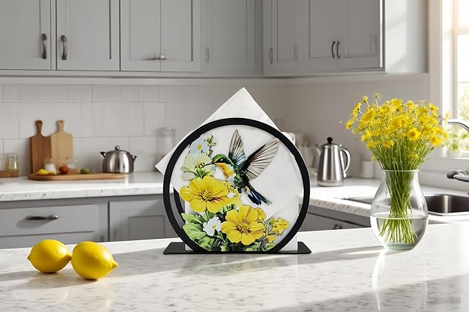 Hummingbird Napkin Holder for Table - Free-Standing Paper Napkin Dispenser for Cafe, Bar, Restaurant Table Decor | Colorful Metal Napkin Stand|Rustic Home Decor Presents|Kitchen and Dining Accessory