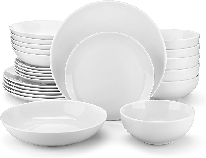 MALACASA 24-Piece Porcelain Dinnerware Set, Microwave & Dishwasher Safe by MALACASA