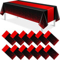 MASHAN 12Pcs Black and Red Tablecloth Party Decorations, Plastic Black Table by MASHAN