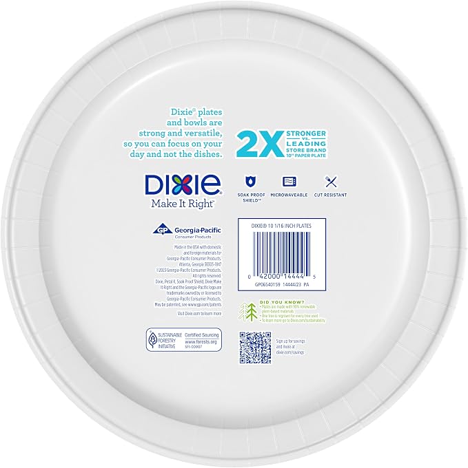 Dixie Large Paper Plates, 10 Inch, 2X Stronger*, Microwave-Safe, Soak-Proof - Image 8