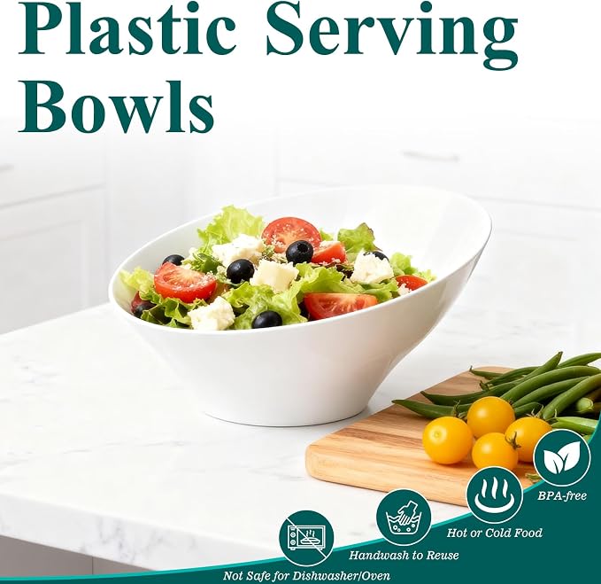 Bestluck 20 Oz White Plastic Party Bowls, 20 Pack | Disposable Snack Bowls - Image 4