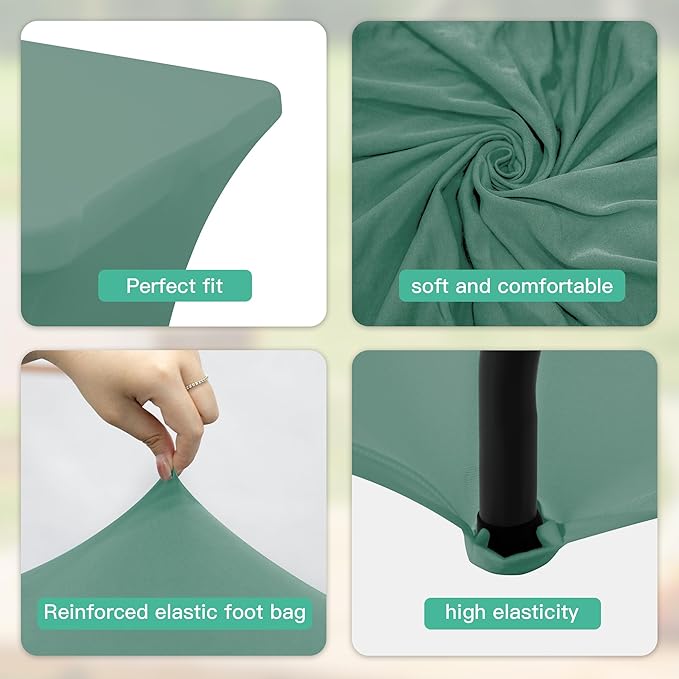 2Pack 4FT Table Cloth for Rectangular Fitted Events Stretch Turquoise Stone Table Covers Washable Spandex Tablecloth Protector for Party, Wedding, Cocktail, Banquet, Festival