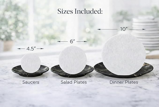96 Piece Felt Plate Dividers for China Storage - Felt Protectors for Dinner, Salad, and Saucer Plates - Ideal for Moving Fine China, Porcelain, Glass, etc - Cut-to-Fit Full China Set - Soft White