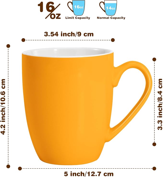 Urbanstrive 16 oz Large Coffee Mugs Set of 4 Ceramic Coffee Mug White Coffee - Image 2