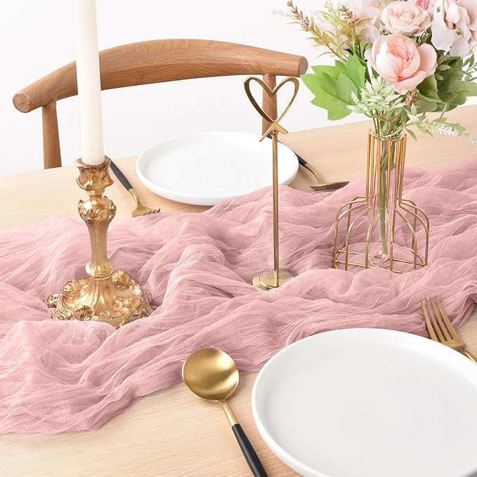 Dusty Rose Cheesecloth Table Runner Cheese Cloth Wedding Birthday Decor | 10Ft - Image 2