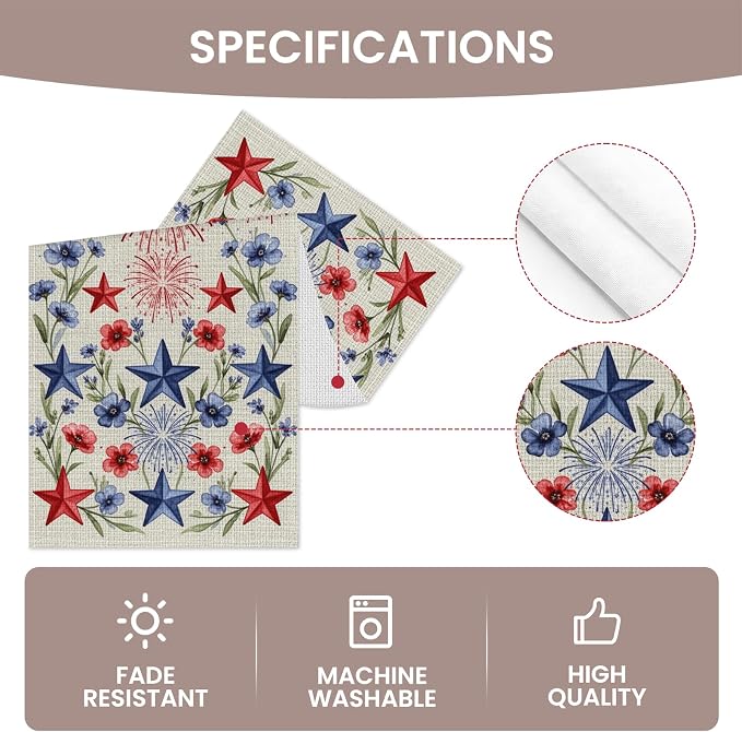 Patriotic Stars Table Runner Independence Day Linen Style Celebration Design - Image 2