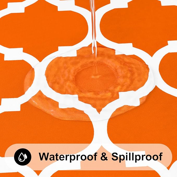 Smiry Rectangle Table Cloth, Waterproof Vinyl Tablecloth with Flannel Backing for Rectangle Tables, Wipeable Spillproof Plastic Tablecloths for Dining, Indoor and Outdoor (60"x102", Bright Orange)