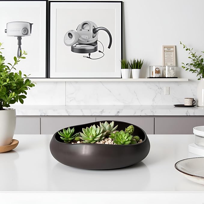 Modern Art Decorated Bowl – Ceramic Fruit Bowl for Kitchen Counter, Contemporary Party Bowl & Key Bowl for Home Storage and Table Décor