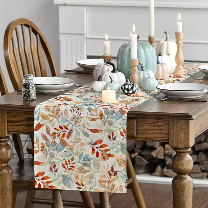 Artoid Mode 210 GSM Fall Table Runner 13x48 Inch Home Party Decor | Beige - Image 3