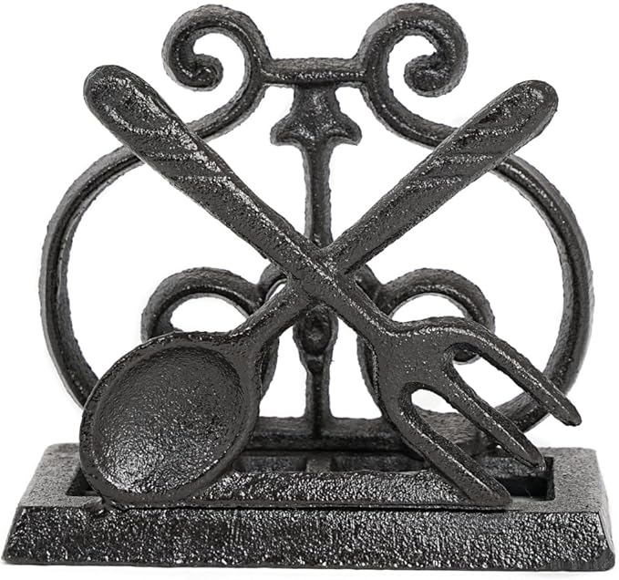 Sungmor Vintage Cast Iron Napkin Holder, Rustic Farmhouse Napkins Holder, Freestanding Table Napkins Stand, Pretty Tableware Decor Paper Napkin Rack, Home Restaurant Dining Table Square Napkin Holder