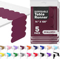 Burgundy Scallop Table Runner, Disposable Plastic, 5 Pack by Swanoo