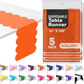 Orange Scallop Table Runner, Disposable Plastic, 5 Pack by Swanoo