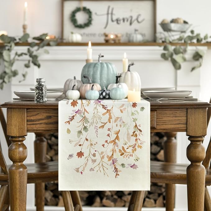 Artoid Mode 210 GSM Fall Table Runner 13x108 Inch Home Party Decor | Floral - Image 2