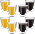Sieral 8 Pack 8 oz Double Walled Coffee Mugs Glass Espresso Cups without Handle by Sieral