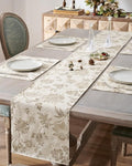 jinchan Taupe Floral Linen Table Runner 13 x 72 Inch Farmhouse | Linen-look by JINCHAN