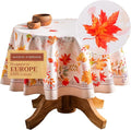 Maison d' Hermine Table Cloth Round Table 100% Cotton 63 Inches Fall Tablecloth Reusable Everyday Use for Thanksgiving Christmas Decorations Dining Farmhouse Party (Amarante)