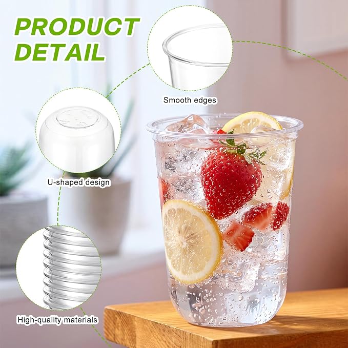 Ziliny 200 Pcs Disposable Stemless Glasses 16oz Crystal Plastic Wine Glasses - Image 4