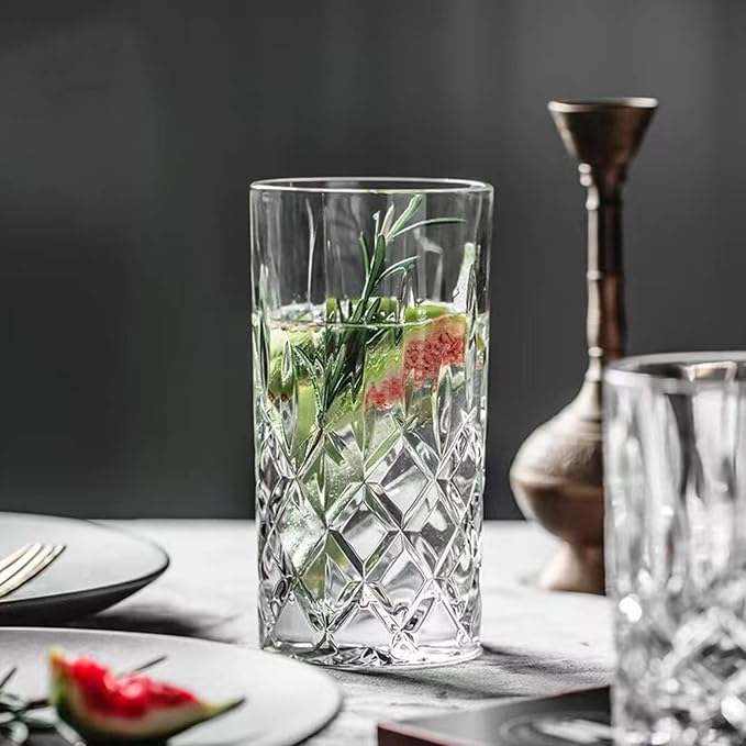 Qipecedm Drinking Glasses, 8 Piece Crystal Glass Cups, Mixed Glassware Set - Image 4