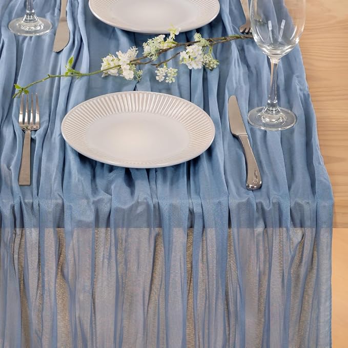 12 Pack Dusty Blue Cheesecloth Table Runner 10ft Boho Gauze Runner | - Image 5