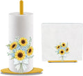 Sunflower Paper Towel Holder, Yellow Countertop Kitchen Decor Indoor with Round Base, Sunflower Lover Gift, Iron Sunflowers Napkin Holder Stand Accessories for Rustic Farmhouse Bathroom Kitchen, 2 PCS