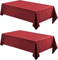2 Pack Rectangle Tablecloth, 60x120 inch, Water Resistant Wrinkle Free Linen Textured Table Cloth Washable, Decorative Fabric Table Cover for Dining, Party and Camping, Red