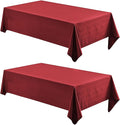 2 Pack Rectangle Tablecloth, 52x70 inch, Water Resistant Wrinkle Free Linen Textured Table Cloth Washable, Decorative Fabric Table Cover for Dining, Party and Camping, Red