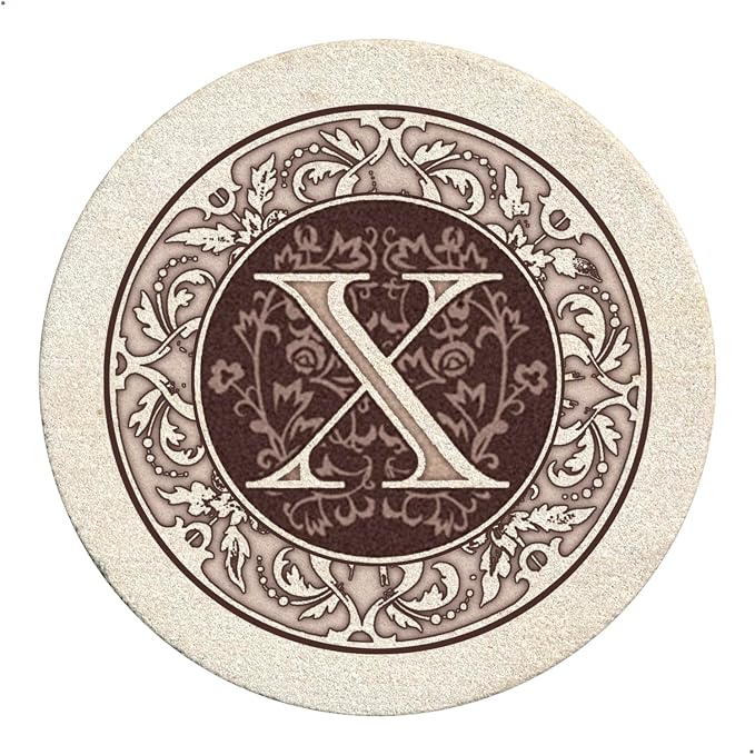 Thirstystone Monogram Round Natural Sandstone Coaster 4 Pack | 4" Diameter by Thirstystone