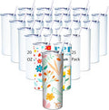 25 Pack Straight Sublimation Tumblers Bulk 20oz Stainless Steel Double Wall Insulated Sublimation Cups Wholesale Blank White with Lid, Straw for Tumbler Press Machine
