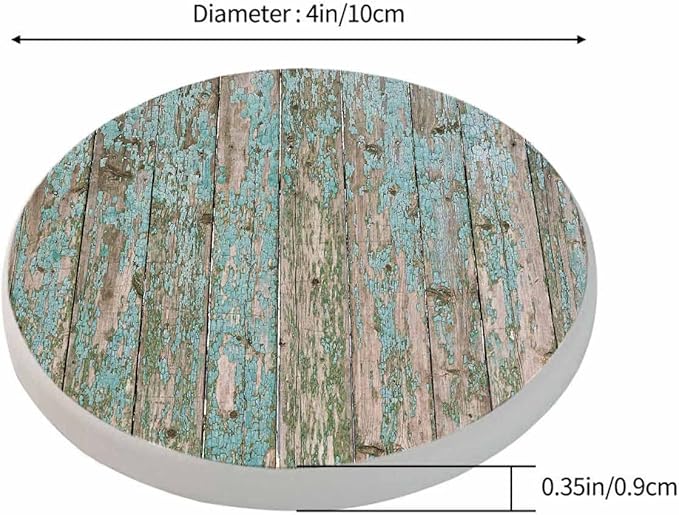 Shabby Wooden Background Coaster for Drinks Individual Vintage Board Cracked Surface Retro Farmhouse Wall Presents for Housewarming Birthday and Family 100% Diatomite 4''X 4'',2 Pack