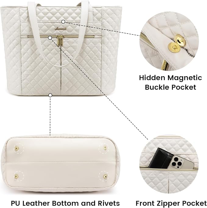 LOVEVOOK Laptop Bag for Women 15.6 inch, Diamond Quilted Work Women Laptops - Image 5