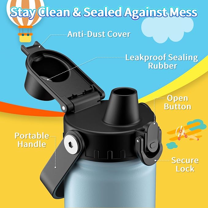 baab 18oz Kids Insulated Water Bottle 18/8 Stainless Steel Kids Cup 2 Pack | - Image 3
