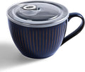 24oz Soup Mug with Handle & Lid, Microwave Soup Bowl/Cup, Vintage Blue | by Hoilse