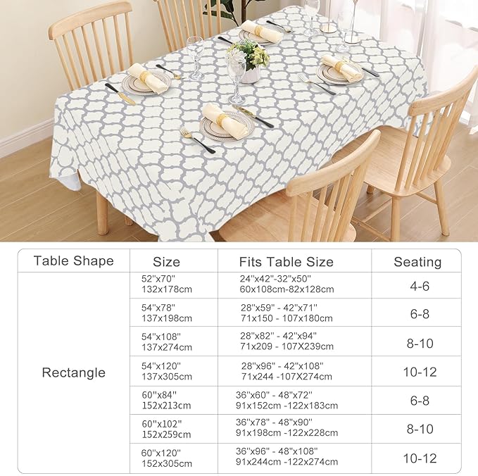 Smiry Rectangle Table Cloth, Waterproof Vinyl Tablecloth with Flannel Backing for Rectangle Tables, Wipeable Spillproof Plastic Tablecloths for Dining, Camping, Indoor and Outdoor (60"x102", Beige)