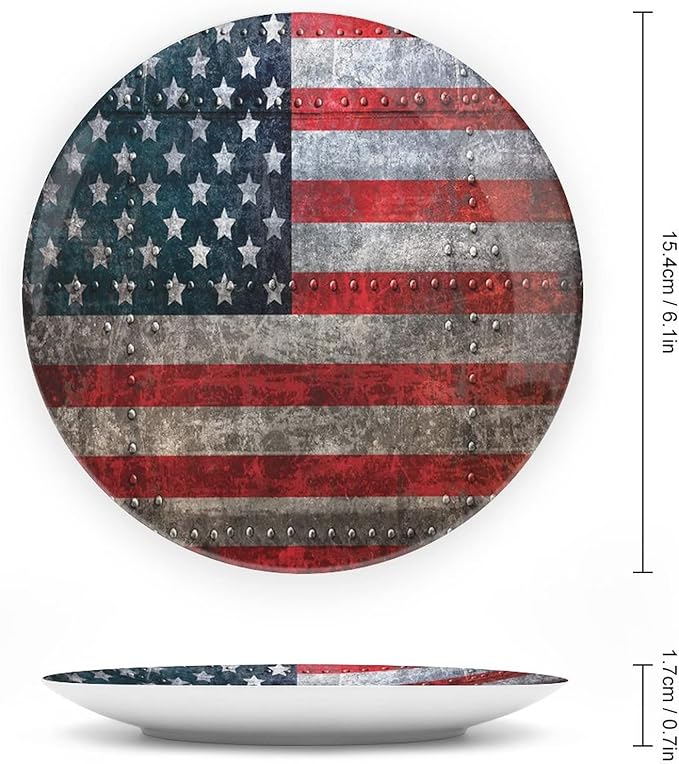 Decorative Plates, American Flag Print Ornament, US Flag Plate, 6 Inch, Kitchen Wall Decor, Multicolor