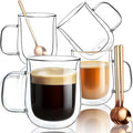 Double Walled Glass Coffee Mugs 12 oz, Glass Coffee Cups Set of 4 by COMOME