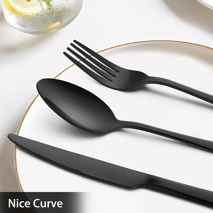 LIANYU 48-Piece Black Silverware Set - Image 4