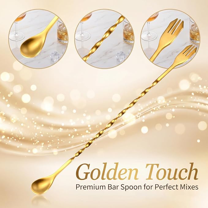 Boao 16 Pcs 10 Inch Long Bar Spoon Cocktail Spoon Stirring Mixing Stainless - Image 3