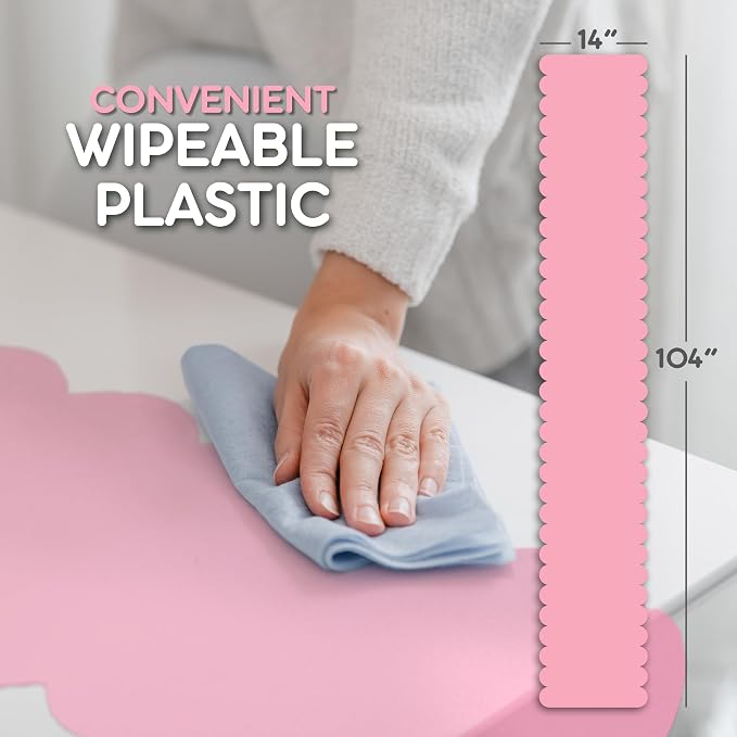 Light Pink Scallop Table Runner, Disposable Plastic, 5 Pack - Image 6