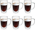MEWAY 16oz/6 pack Coffee Mugs, Thickened Clear Glass Double Wall Cup by MEWAY