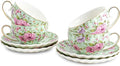 Agyiuns Tea Cup and Saucers, 6.4oz Floral Tea Cups by Agyiuns